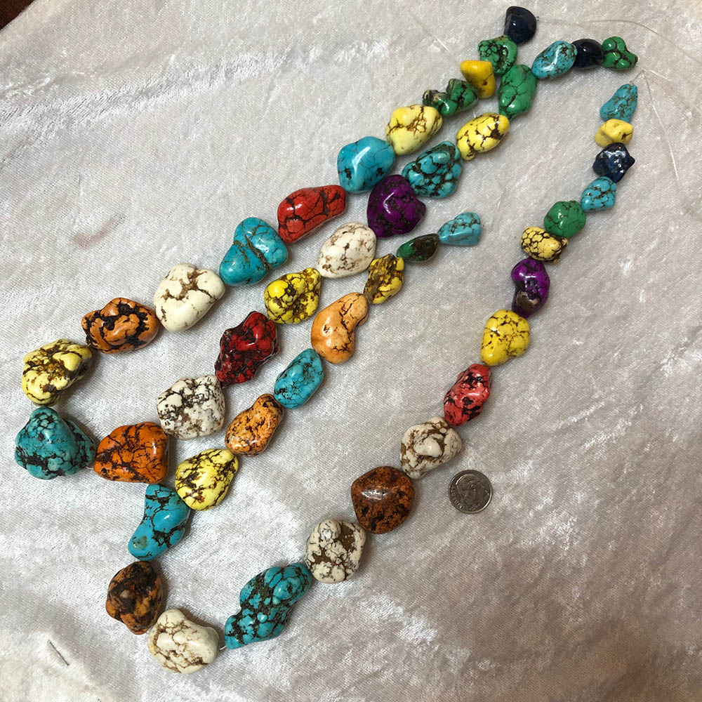 Multi Color Howlite Large Graduated Polished Nugget Beads