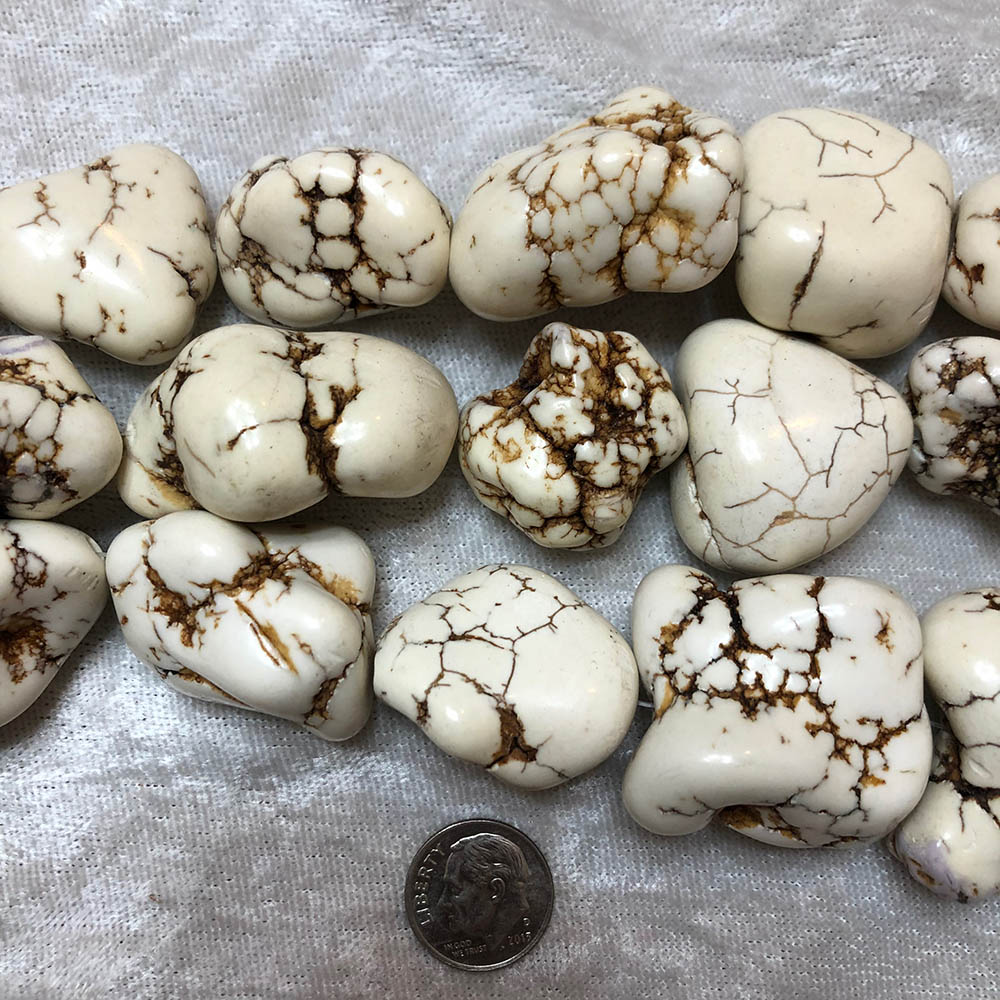 White Howlite Extra Large Polished Nugget Beads