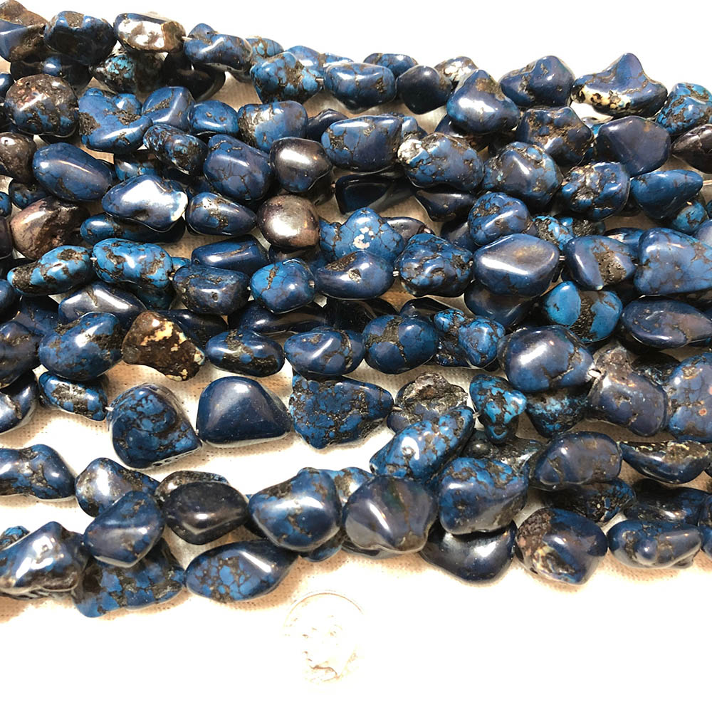 Dark Blue Howlite Small Polished Nugget Beads