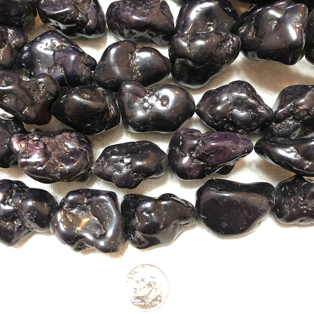 Dark Purple Howlite Large Polished Nugget Beads