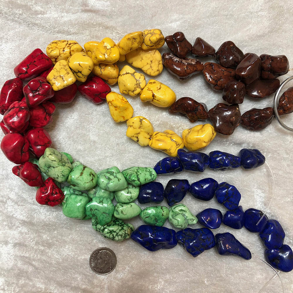 Multi Color Howlite Large Polished Nugget Beads