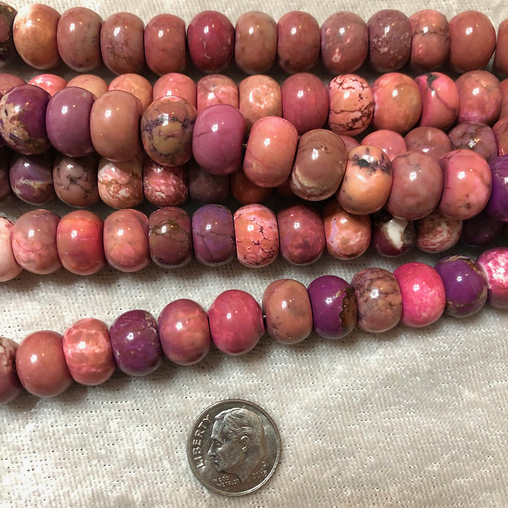 Pink Howlite Large Rondelle Beads