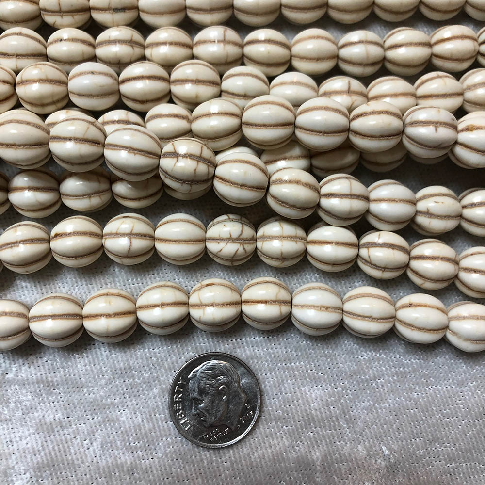 Bone Howlite Carved Round Beads