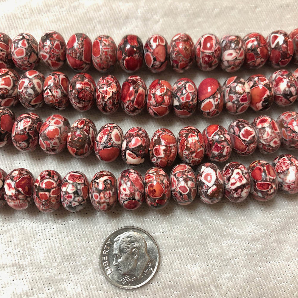 Pink Mosaic Magnesite Large Rondelle Beads