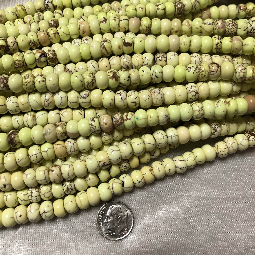 Light Green Howlite Medium Rondelle Beads