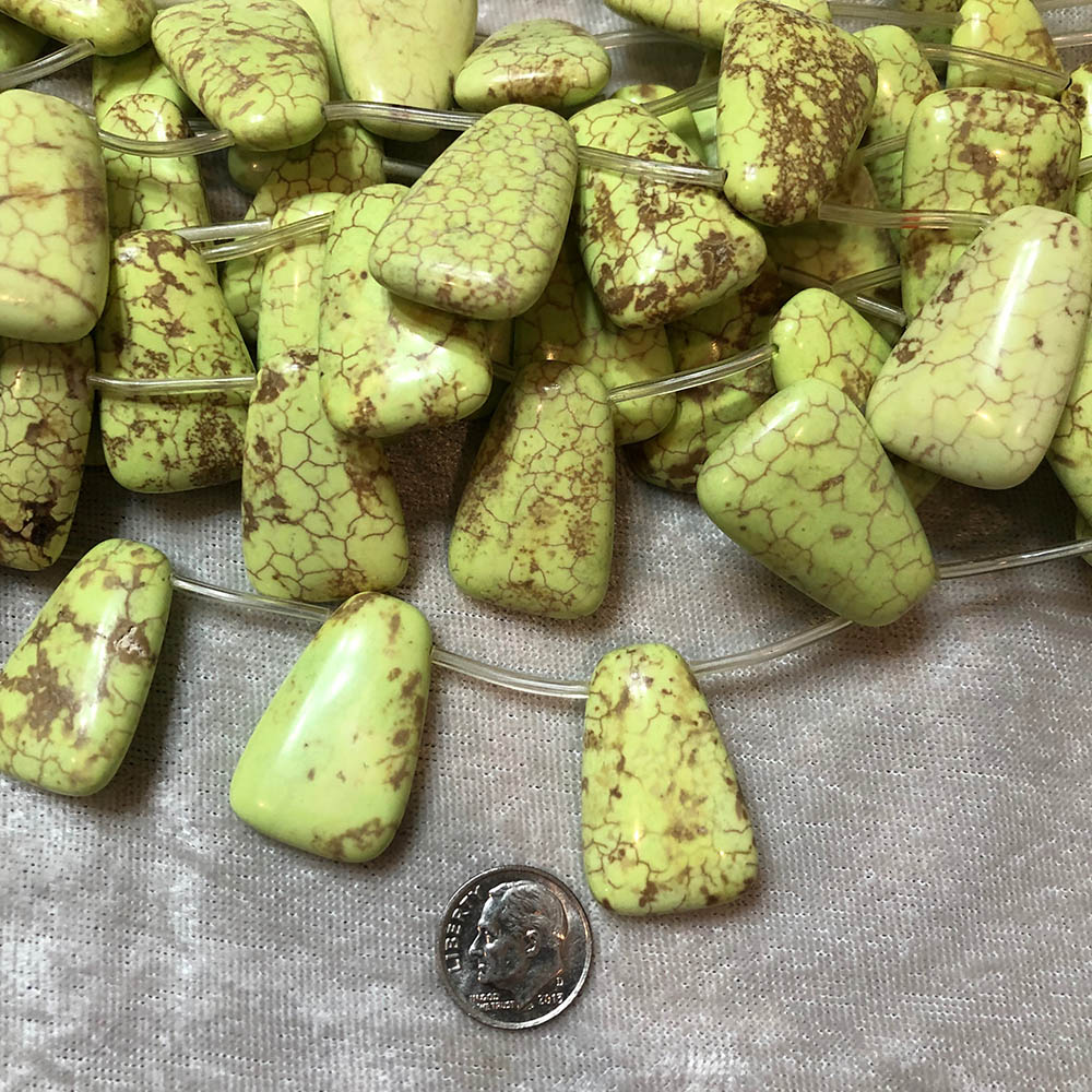 Light Green Howlite Large Trapezoid Top Drilled Pendant Beads