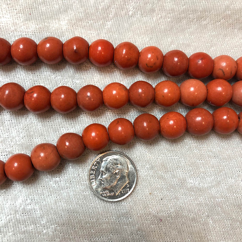 Dark Orange Magnesite Round Beads