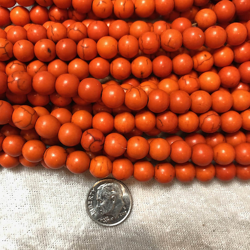 Orange Magnesite Round Beads