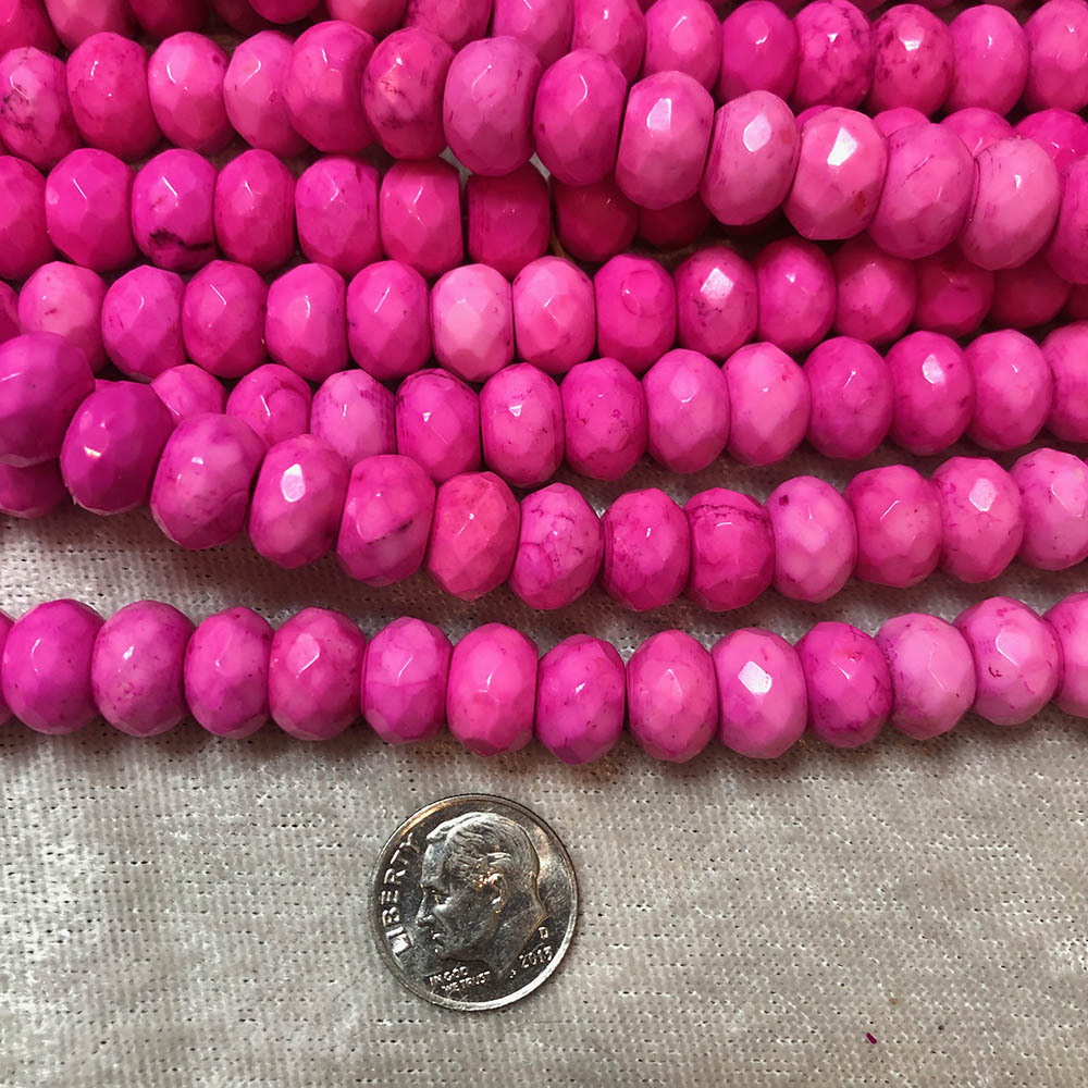 Pink Jade Large Faceted Rondelle Beads