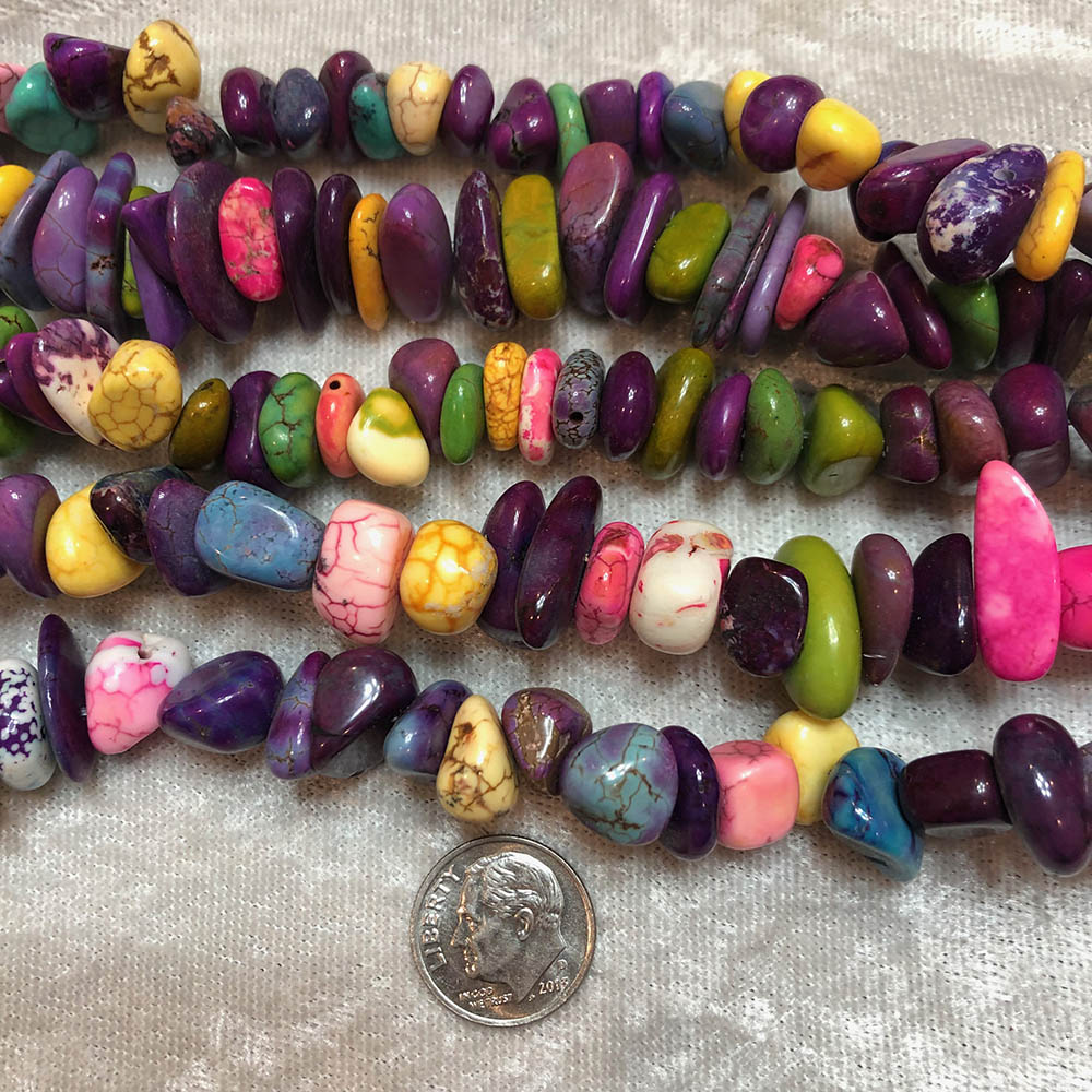 Multi Color Magnesite Medium Chip Beads