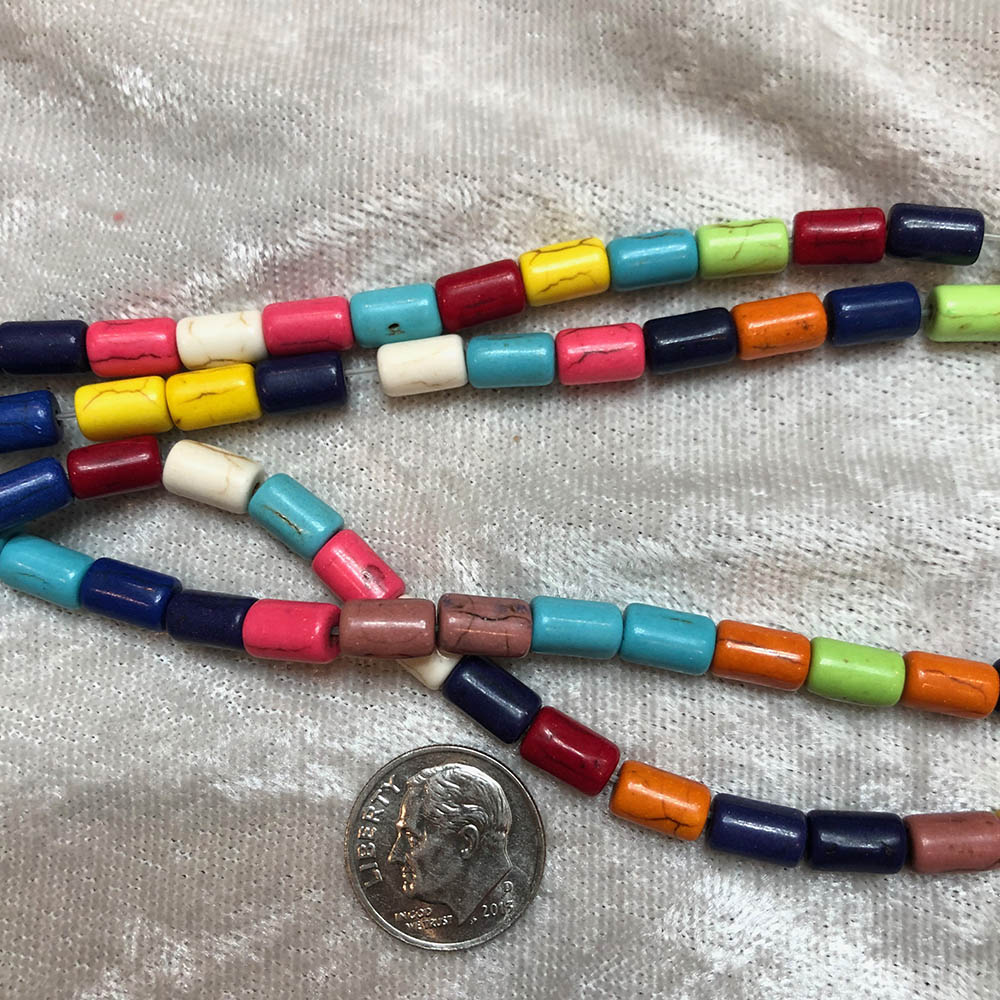 Multi Color Magnesite Small Tube Beads