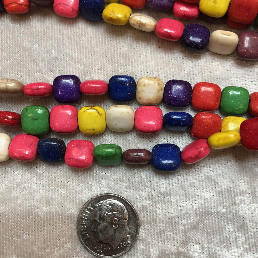 Multi Color Magnesite Small Square Pillow Beads