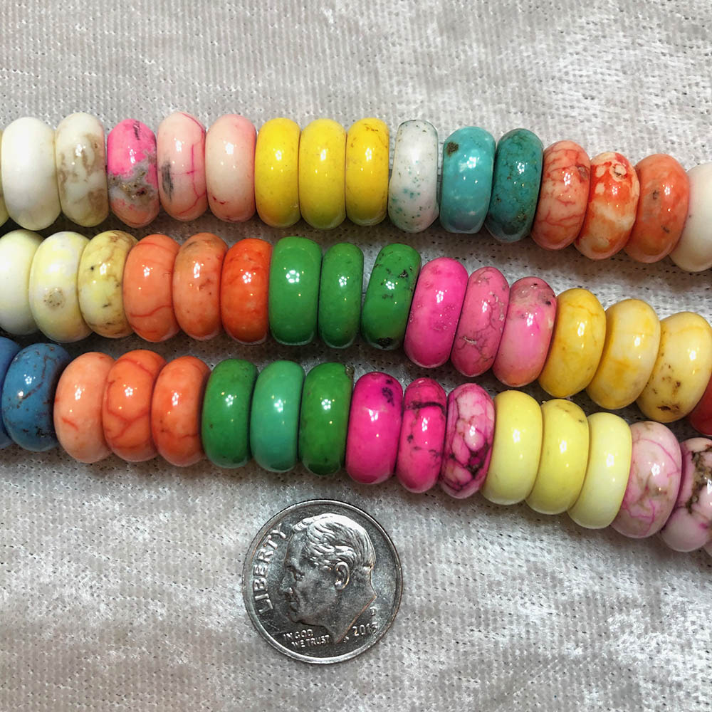 Multi Color Magnesite Large Rondelle Beads