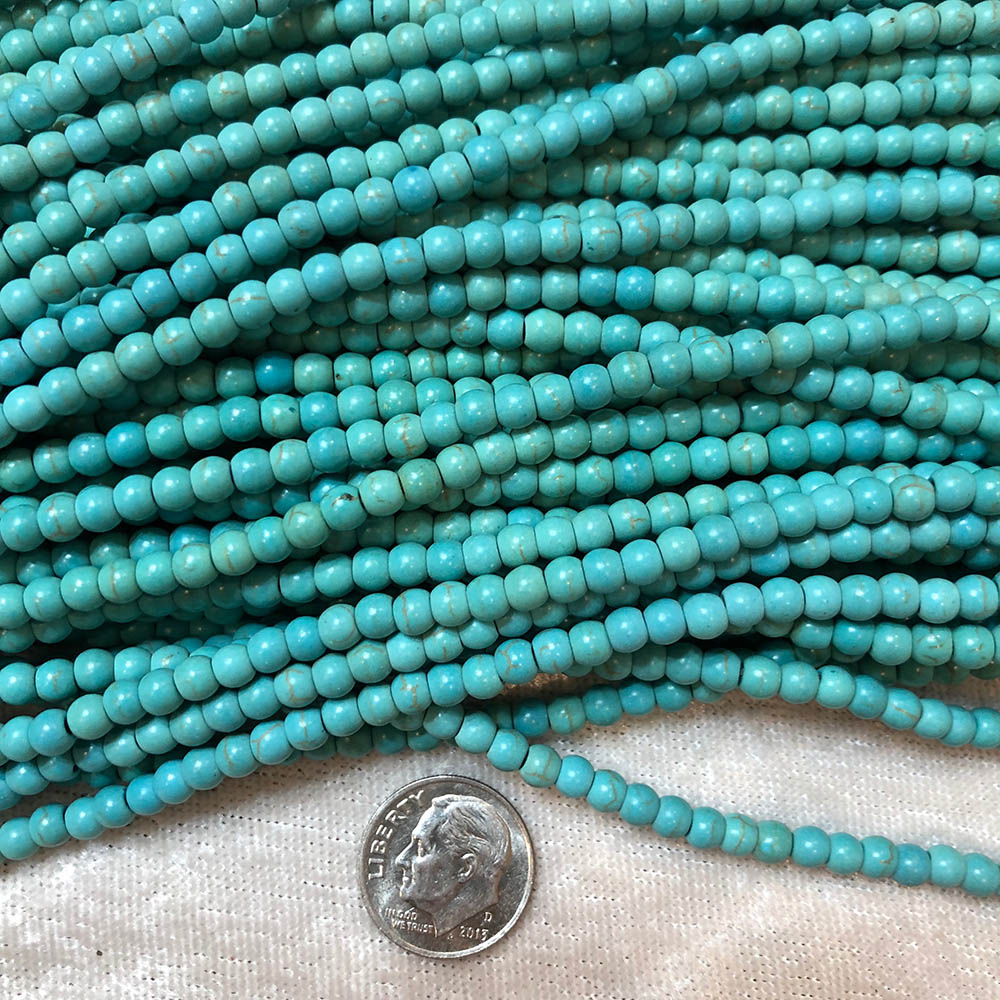 Green Blue Turquoise Magnesite Small Blue Round Beads