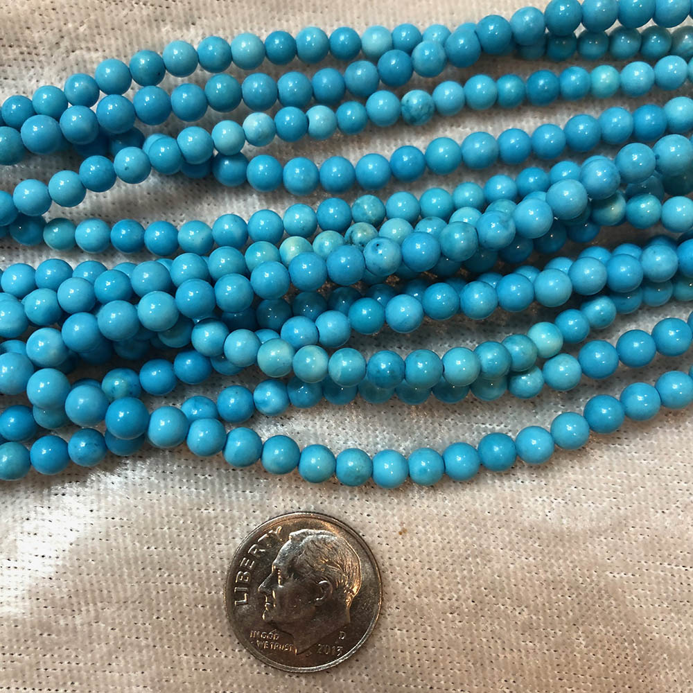 Turquoise Blue Howlite Small Round Beads