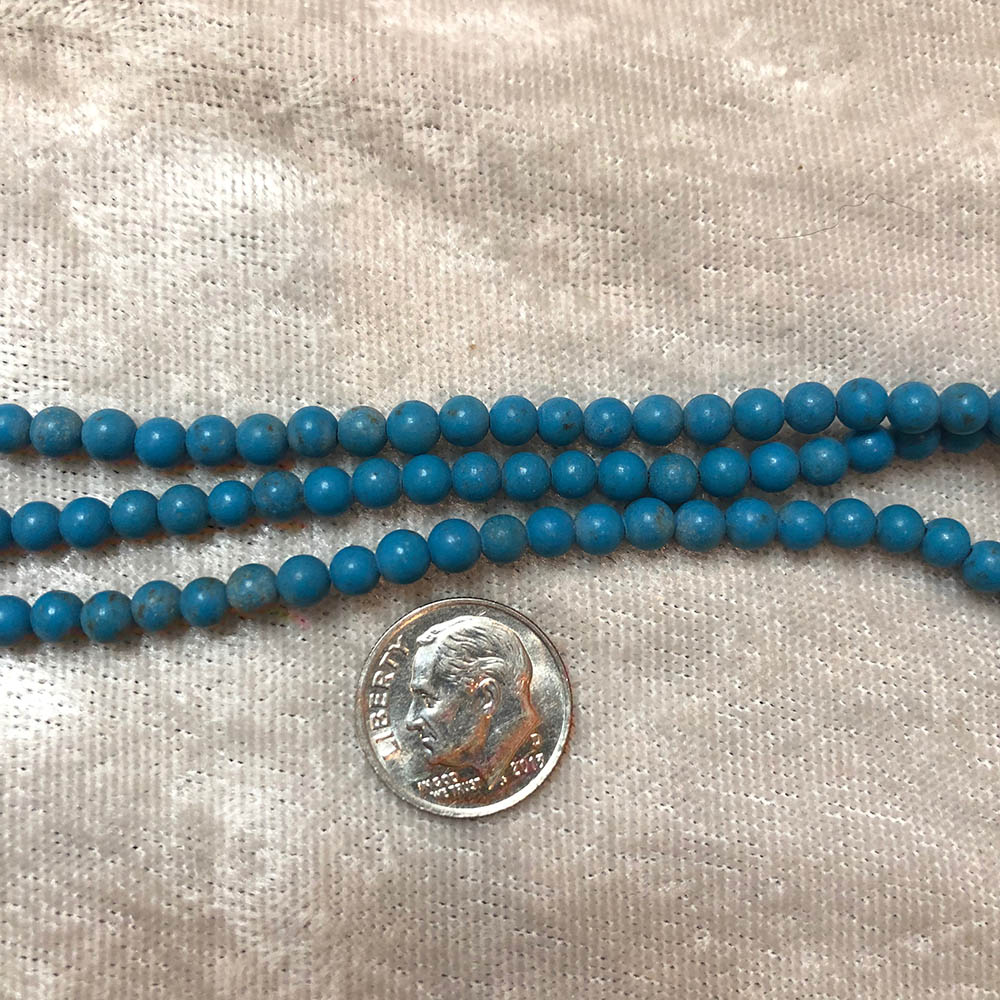 Dark Turquoise Blue Howlite Small Round Beads