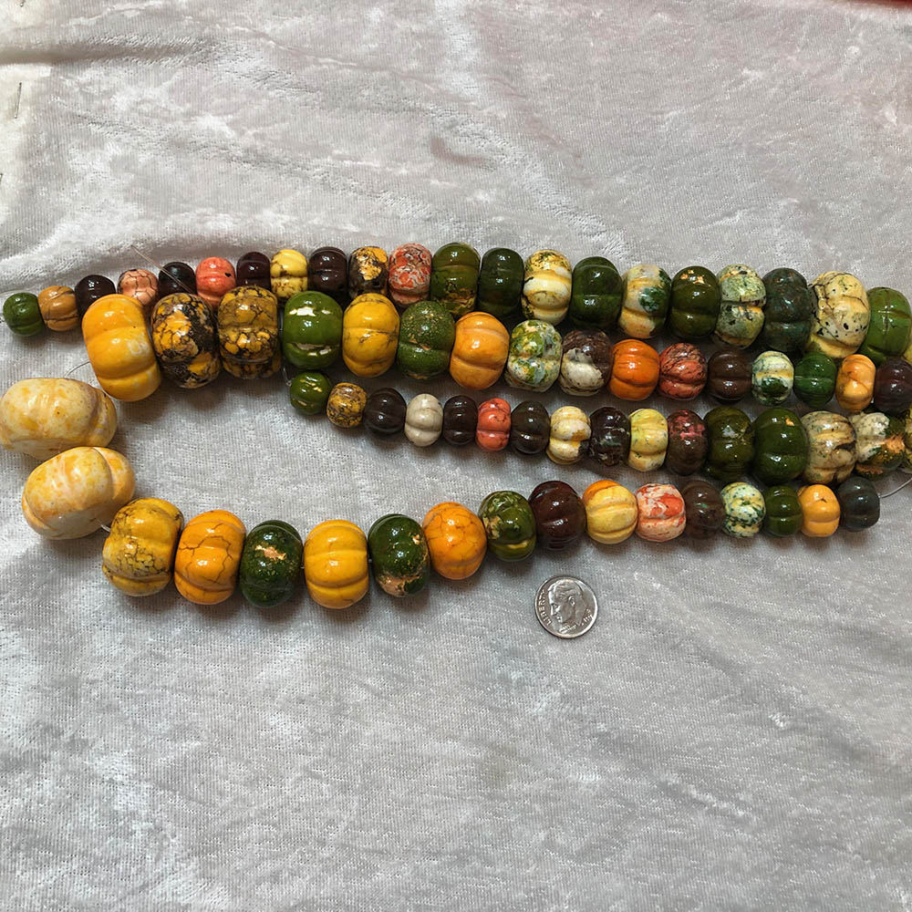 Graduated Fall Multi Color Howlite Pumpkin Shape Beads