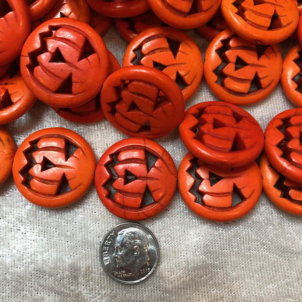 Jack O' Lantern Howlite Medium Disc Shape Beads