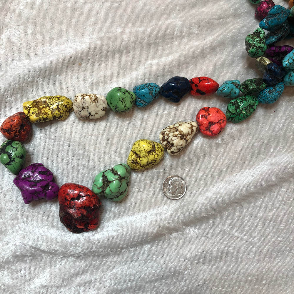 Multi Color Howlite Large Graduated Polished Nugget Beads