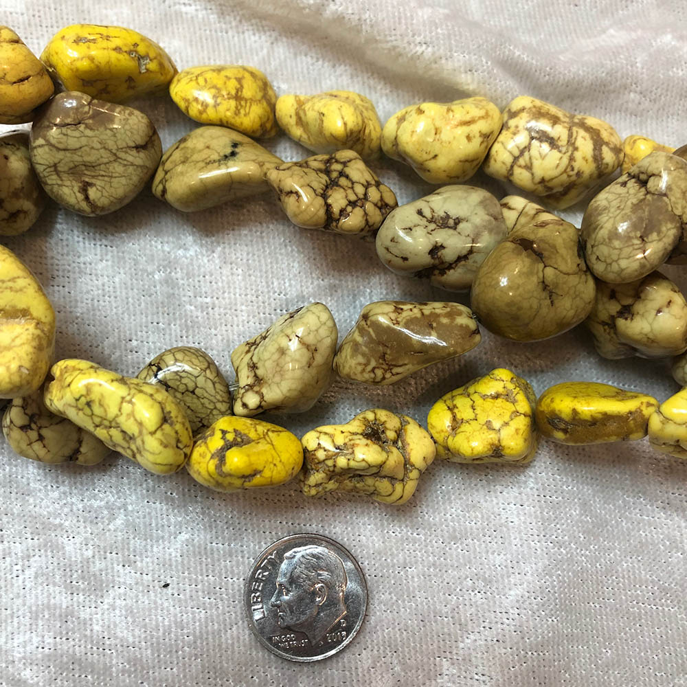 Light Yellow Howlite Medium Polished Nugget Beads