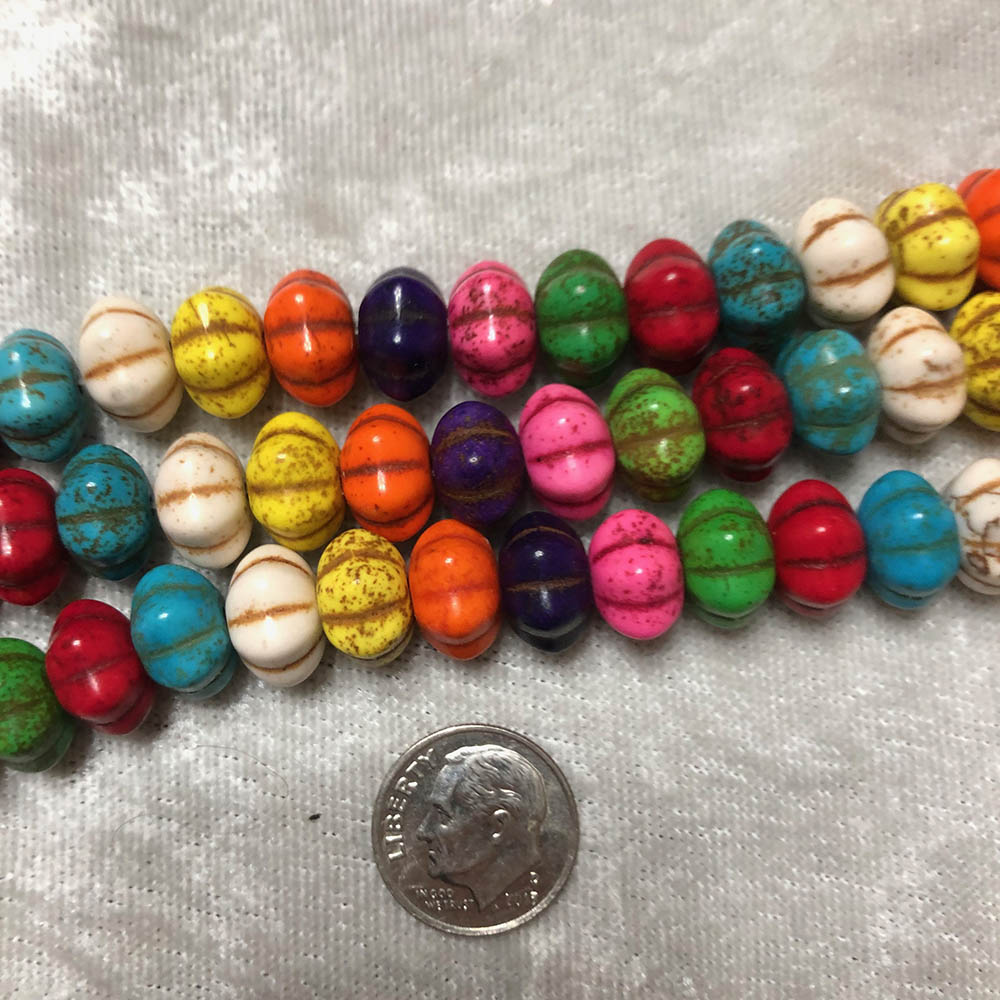 Multi Color Howlite Small Pumpkin Shape Beads