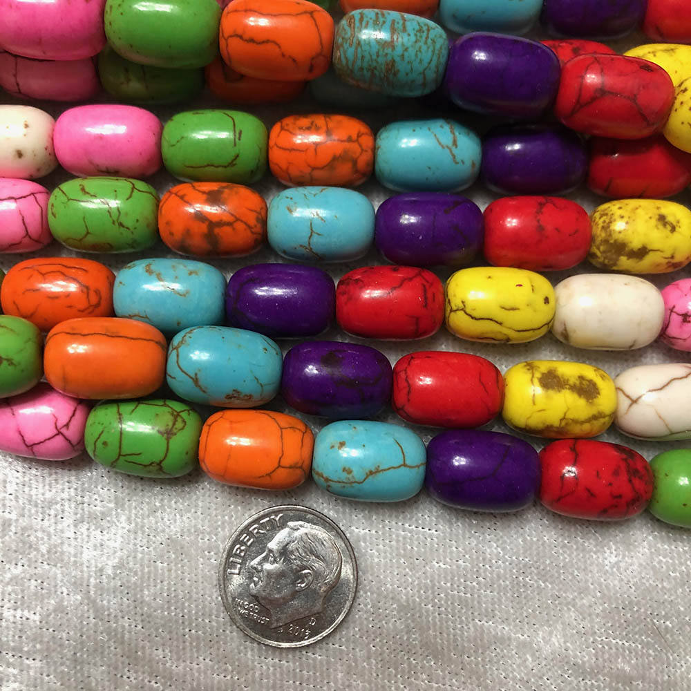 Multi Color Howlite Large Barrel Shape Beads