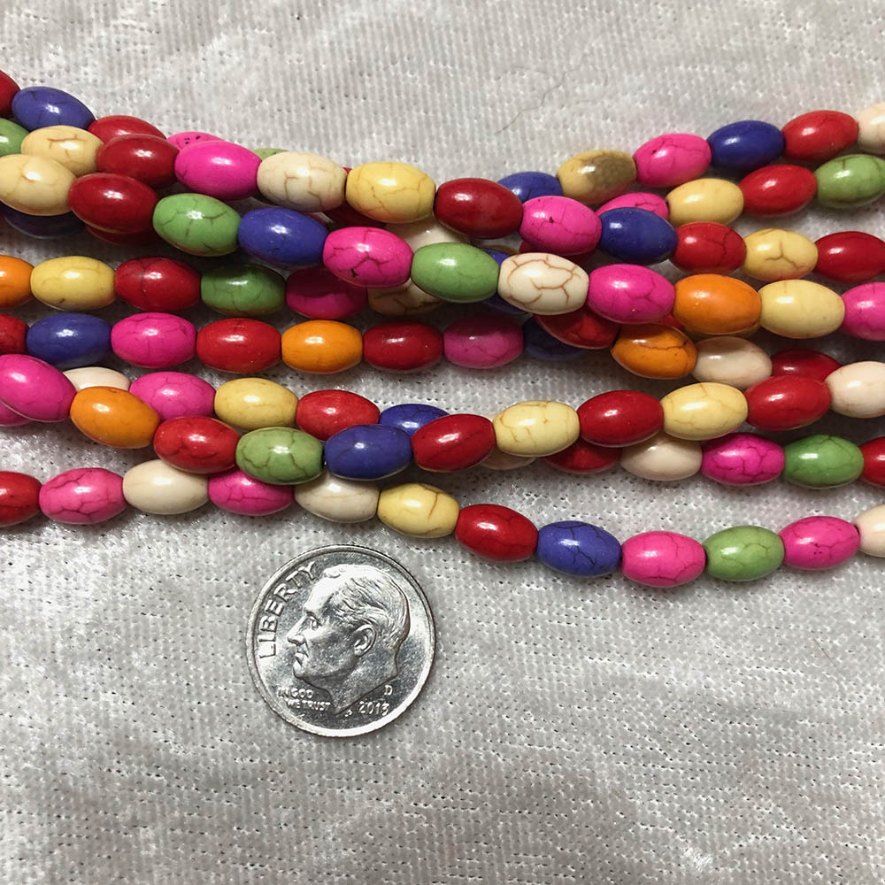 Multi Color Howlite Small Rice Beads