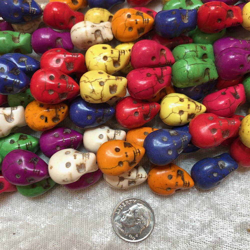 Multi Color Large Double Sided Skull Beads