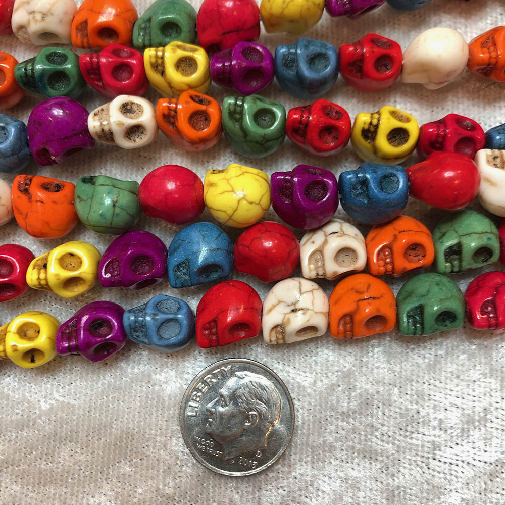 Multi Color Small Howlite Skull Beads