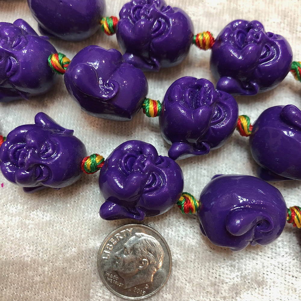 Dark Purple Composite Large Carved Buddha Head Beads