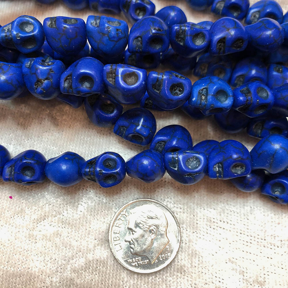 Dark Blue Small Howlite Carved Skull Beads