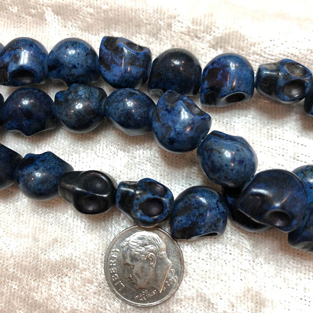 Dark Blue Medium Howlite Skull Beads