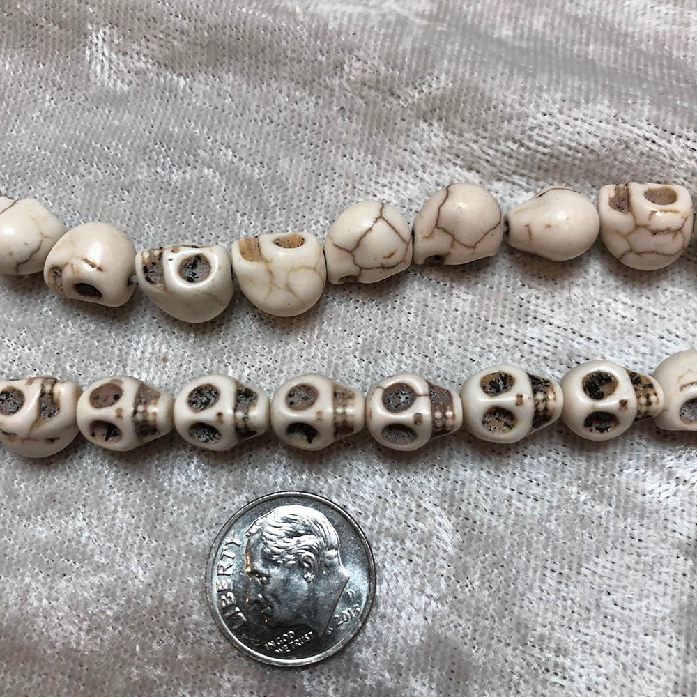 Small White Howlite Skull Beads