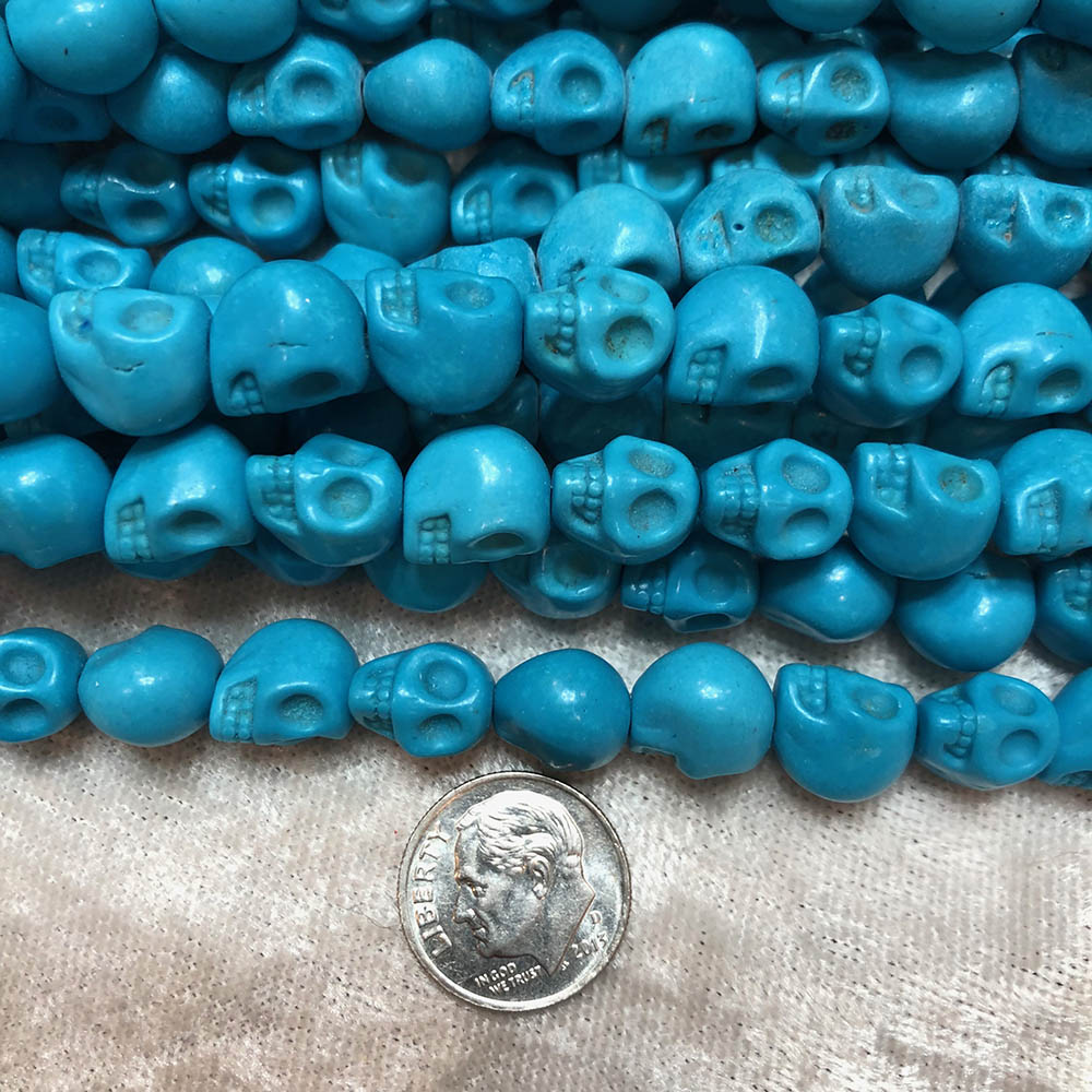 Small Turquoise Blue Howlite Skull Beads