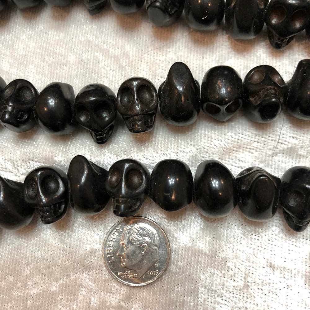 Medium Black Howlite Side Drilled Skull Beads