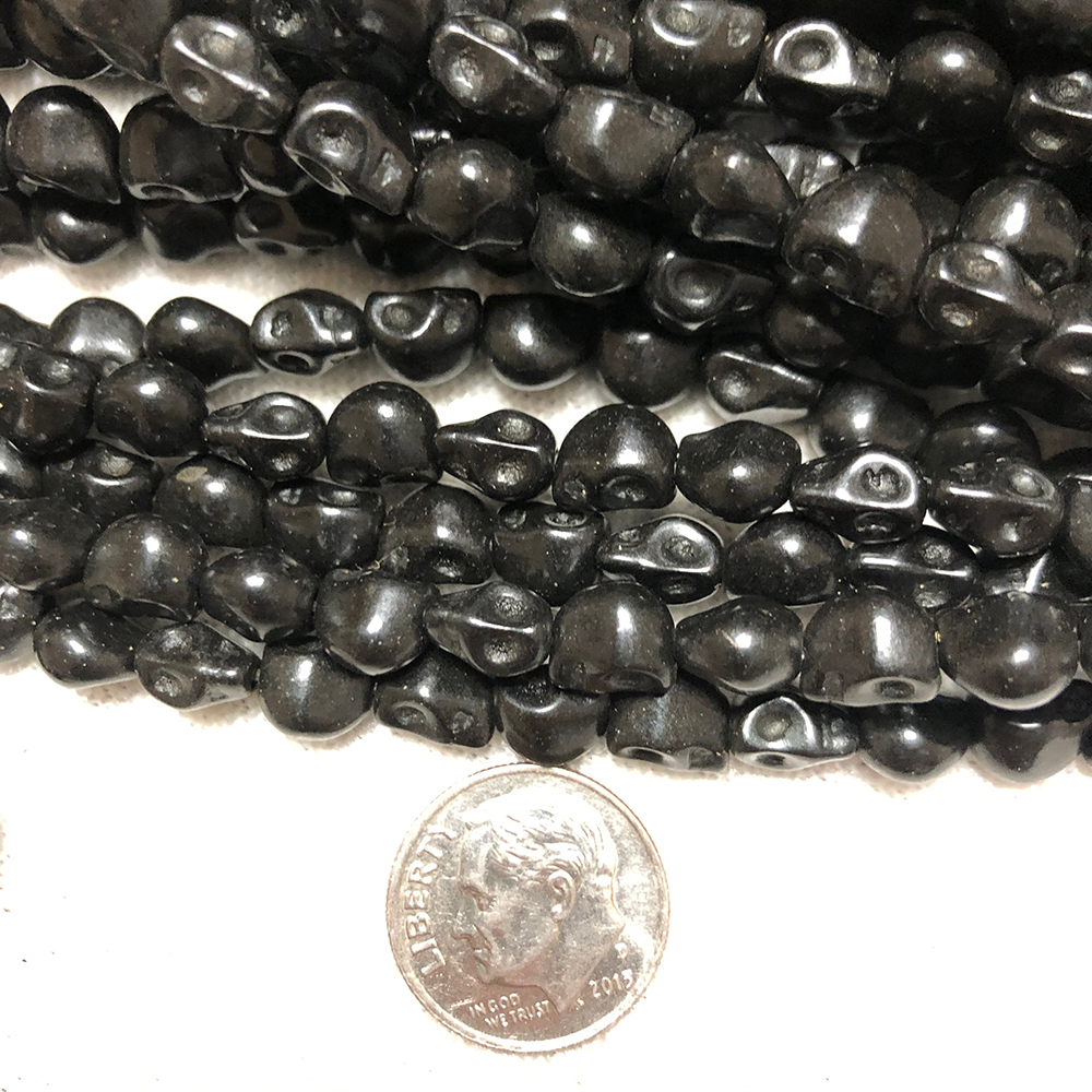 Extra Small Black Howlite Skull Beads