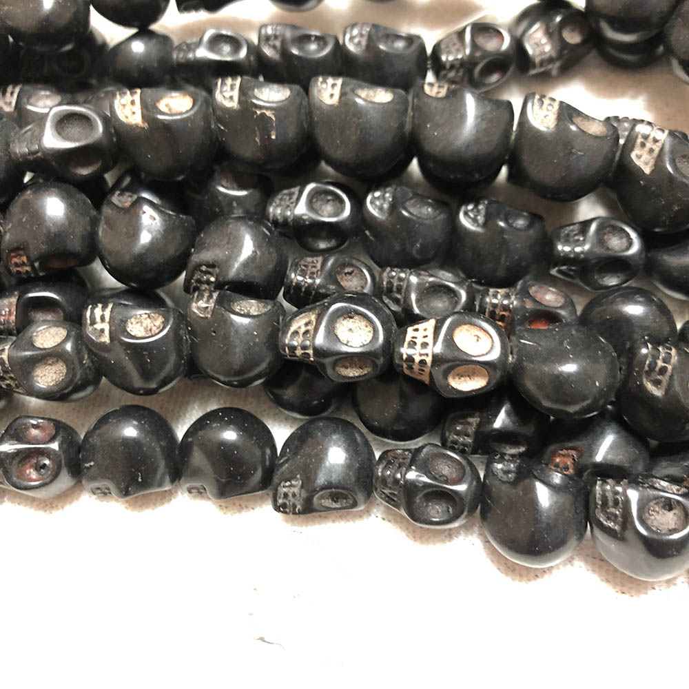 Medium Black Howlite Skull Beads