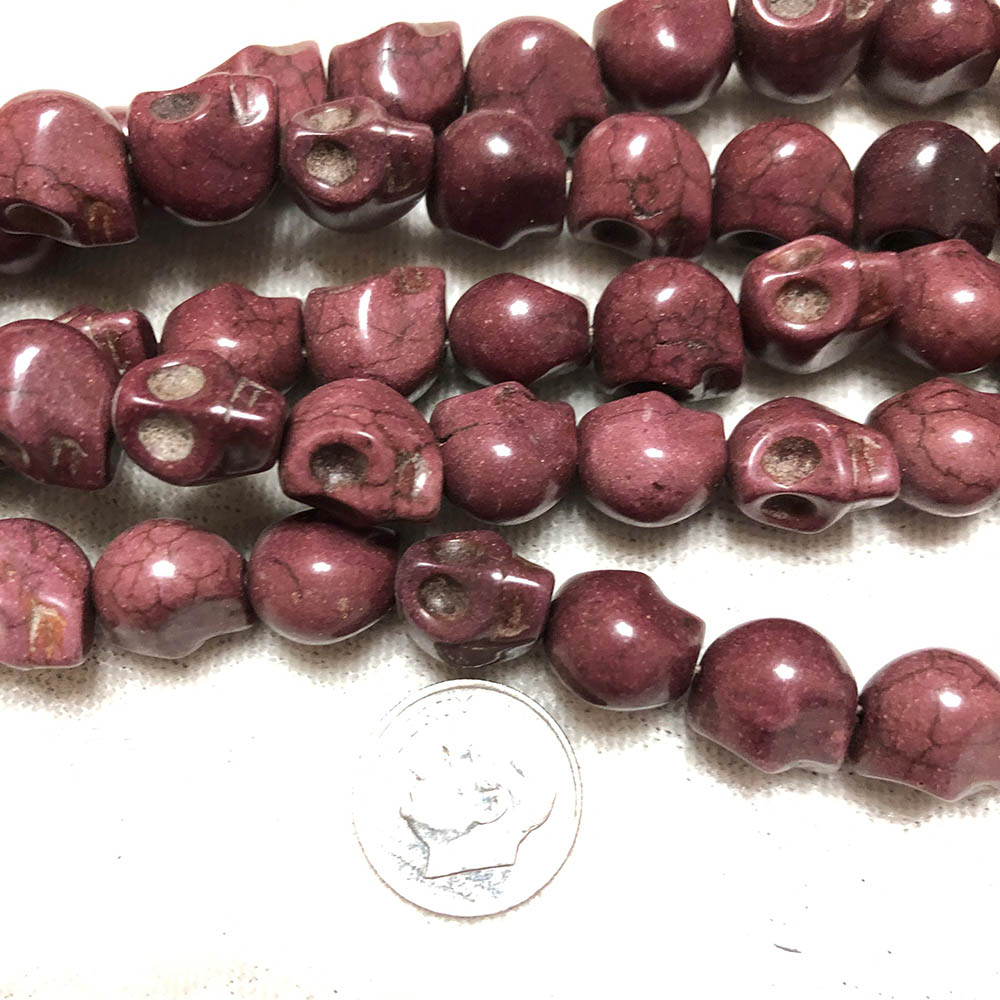 Medium Purple Brown Howlite Skull Beads