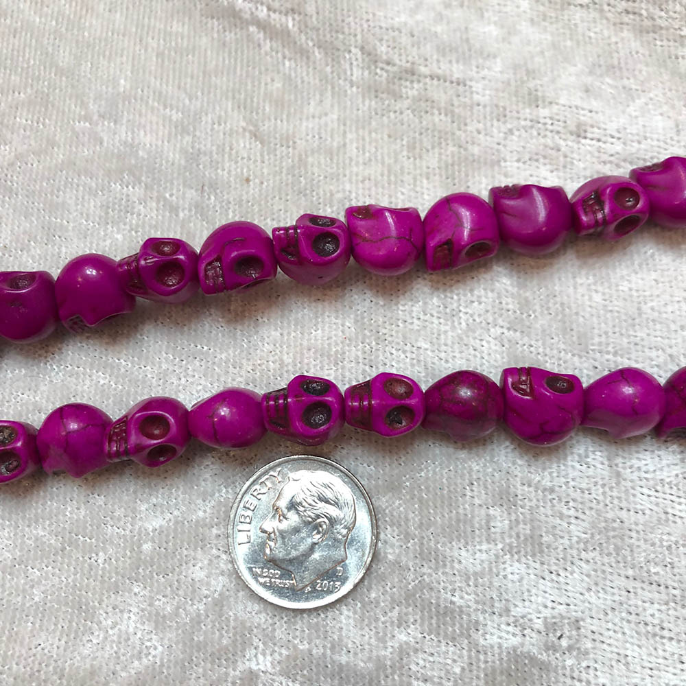 Small Purple Howlite Skull Beads