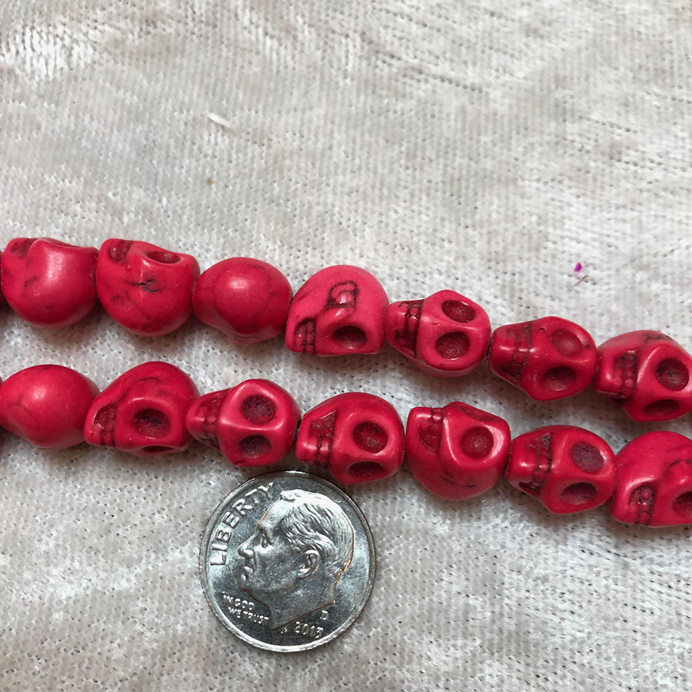 Small Pink Howlite Skull Beads