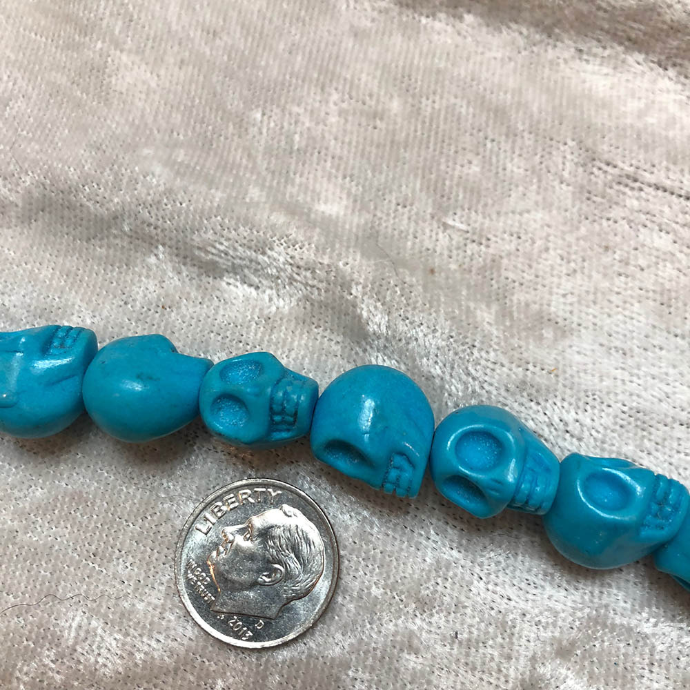 Medium Turquoise Blue Howlite Skull Beads