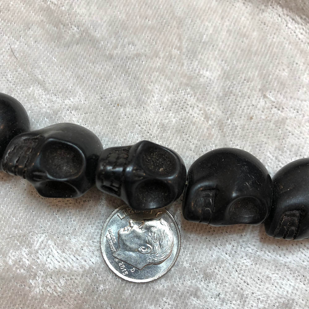 Large Black Howlite Skull Beads