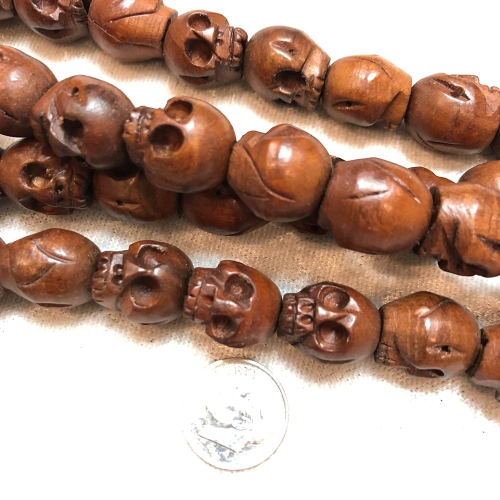 Large Wooden Skull Prayer Beads