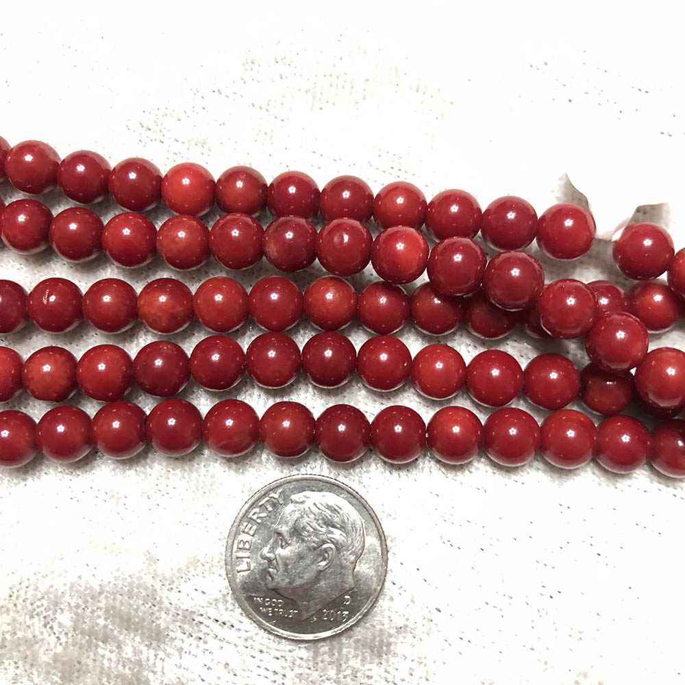 Blood Red Jade Small Round Beads