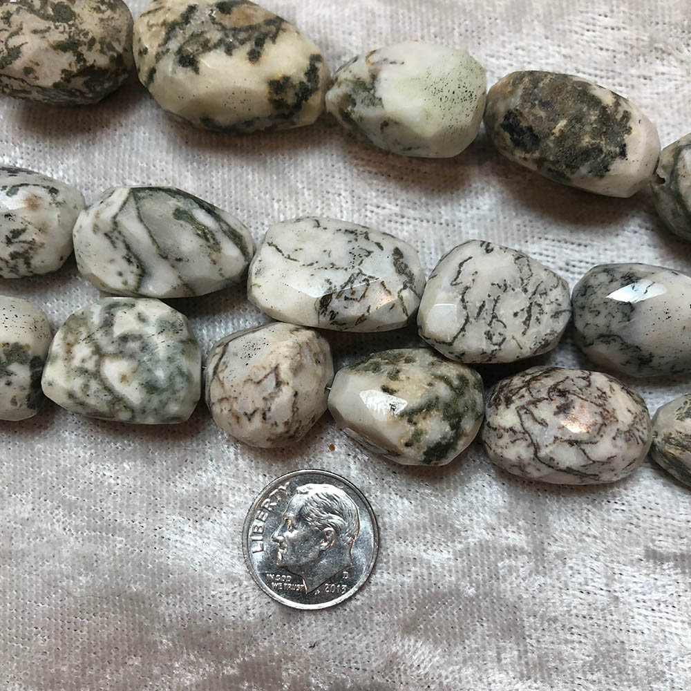 Large Dendritic Opal Faceted Nugget Beads