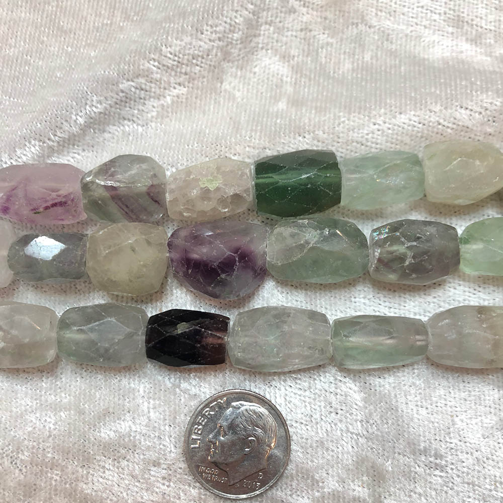 Large Faceted Flourite Barrel Nugget Beads