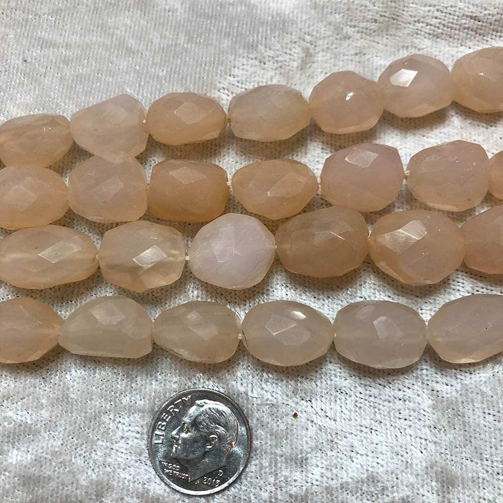 Large Pink Moonstone Faceted Nugget Beads