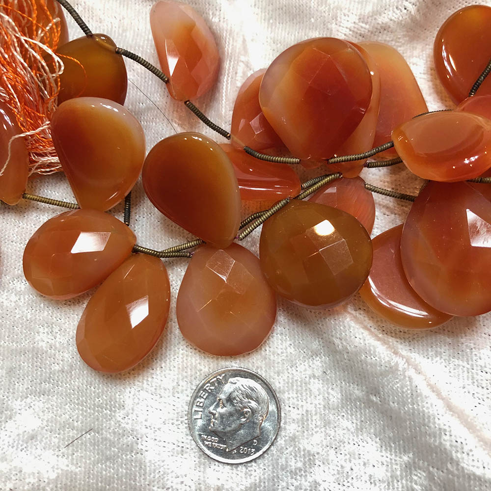 Carnelian Faceted Top Drilled Drop Beads