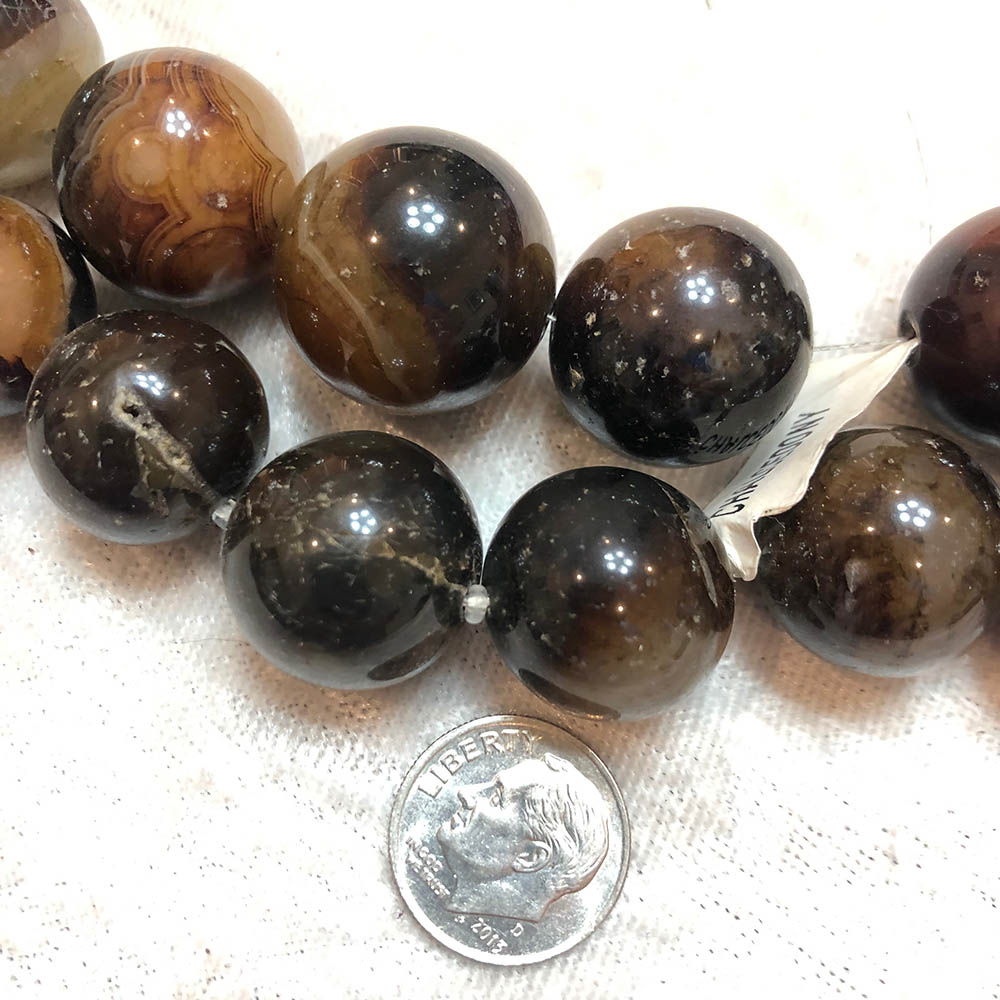 Coffee Brown Chalcedony Large Round Beads