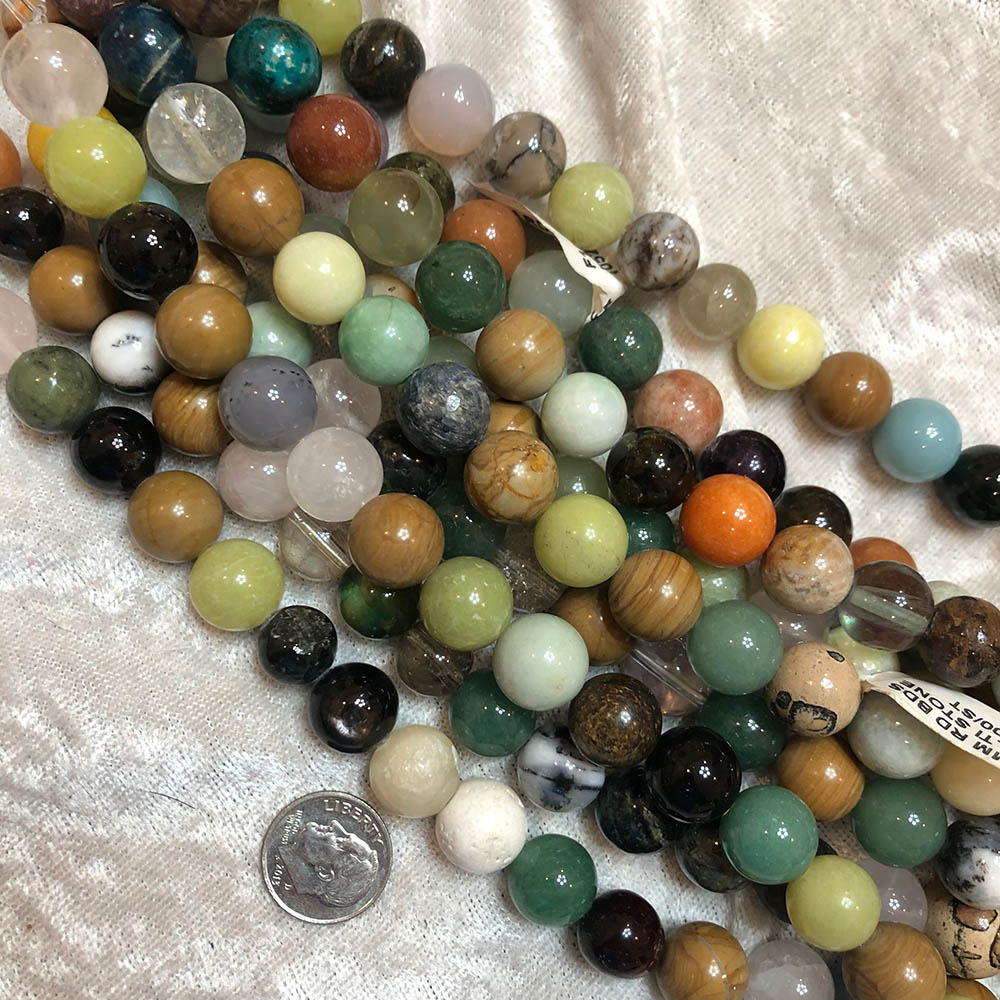 Large Multi Stone Multi Color Round Gemstone Beads